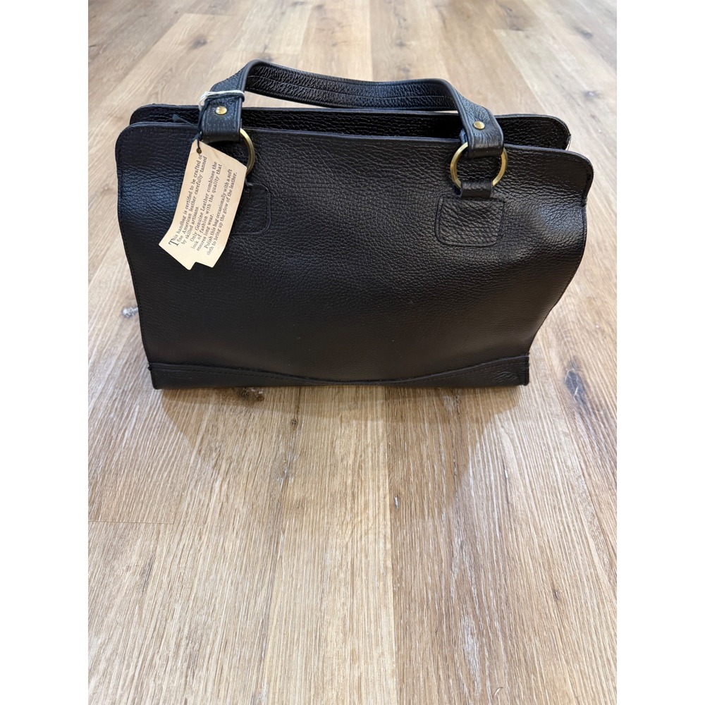 Dandy Satchel Bag Womens Large Black Top‎ Grain American Leather Gold Hardware
